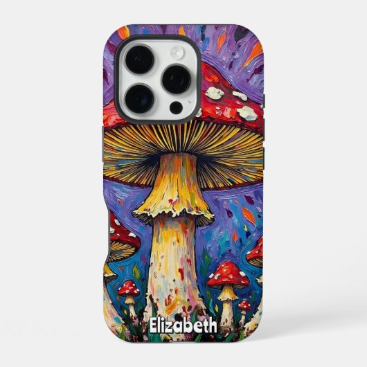 Coque iPhone 16 Pro Champignon Psychédélique Aura (Verso)