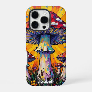 Coque iPhone 16 Pro Champignon Psychedélique en Explosion Solaire