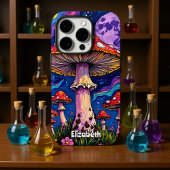 Coque iPhone 16 Pro Champignons violets au clair de lune