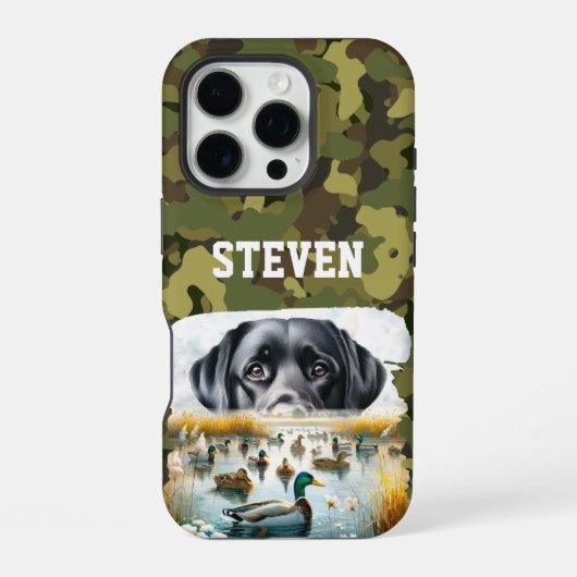 Coque iPhone 16 Pro Chasse au canard Marsh Retreiver Chien Nom du Cool (Verso)