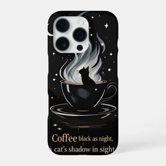Coque iPhone 16 Pro Chat de café mystique (Verso)