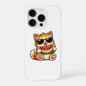 Coque iPhone 16 Pro Chat pastèque cool (Verso)