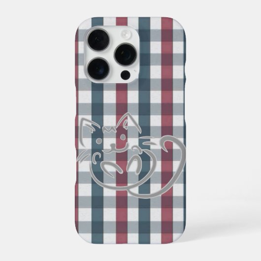 Coque iPhone 16 Pro Chat sur plaque rouge et bleue (Verso)