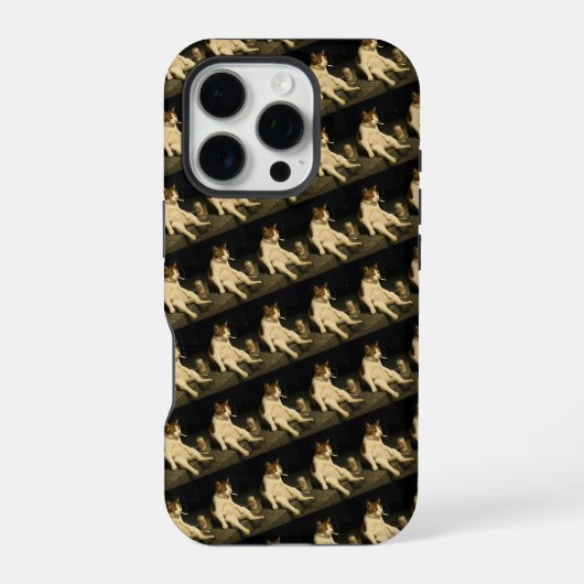 Coque iPhone 16 Pro Chaton Cigarette Drôle Chat Fumeur Mème Génération (Verso)