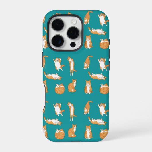 Coque iPhone 16 Pro Chats orange drôles (Verso)