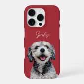 Coque iPhone 16 Pro Cherry Red Photo et Nom de Compagnie Moderne pour (Verso)
