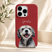 Coque iPhone 16 Pro Cherry Red Photo et Nom de Compagnie Moderne pour