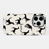 Coque iPhone 16 Pro Chevaux noirs de style occidental (Verso Horizontal)