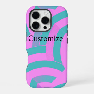 Coque iPhone 16 Pro chevrons chic rose/vert moderne