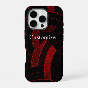 Coque iPhone 16 Pro chevrons modernes et chics rouge/noir
