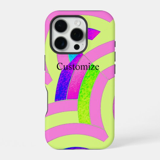 Coque iPhone 16 Pro chevrons rose/lime chic modernes (Verso)