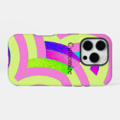 Coque iPhone 16 Pro chevrons rose/lime chic modernes (Verso Horizontal)