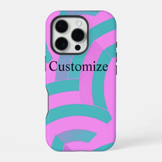Coque iPhone 16 Pro chevrons rose/vert modernes chic (Verso)