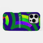 Coque iPhone 16 Pro chevrons vert/bleu chic et moderne (Verso Horizontal)