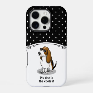 Coque iPhone 16 Pro Chien Basset Hound cool et lunettes de soleil (tri