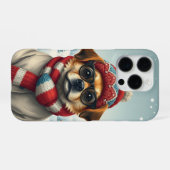 Coque iPhone 16 Pro Chien cool dans l'attirail hivernal et Casquette d (Verso Horizontal)