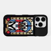 Coque iPhone 16 Pro chien de chiot en vitrail (Verso Horizontal)