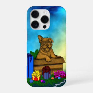 Coque iPhone 16 Pro Chiot dans une boîte, Joyeux Noël
