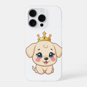 Coque iPhone 16 Pro Chiot Royal Adorable avec Couronne Dorée Mignon