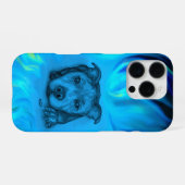 Coque iPhone 16 Pro Chiots Staffy Bleu (Verso Horizontal)