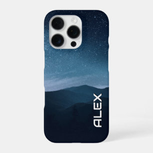 Coque iPhone 16 Pro Ciel nocturne étoilé au-dessus d'une chaîne de mon