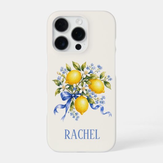 Coque iPhone 16 Pro Citrons bleus méditerranéens (Verso)