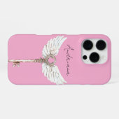 Coque iPhone 16 Pro Clé Plumes d'Ange Blanc (Verso Horizontal)