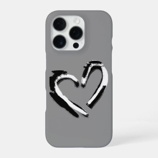 Coque iPhone 16 Pro Coeur brut Noir et blanc Design en gris foncé (Verso)