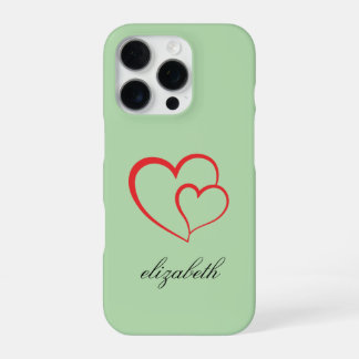 Coque iPhone 16 Pro cœur rouge forme fond coloré personnalisé