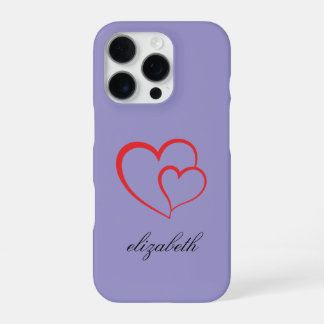 Coque iPhone 16 Pro cœur rouge forme fond coloré personnalisé