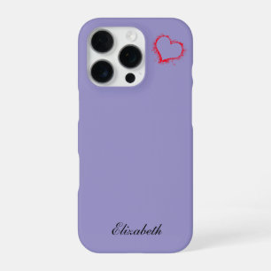 Coque iPhone 16 Pro cœur rouge forme fond coloré personnalisé