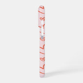 Coque iPhone 16 Pro Coeurs rouges en arrière - plan rose avec nom init (Côté gauche)