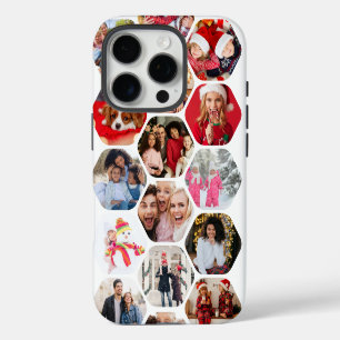 Coque iPhone 16 Pro Collage multi-photo hexagonal personnalisé