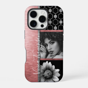 Coque iPhone 16 Pro Collage photo argent et Rose Gold - Customisez-le