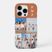 Coque iPhone 16 Pro Collage photo moderne Monogram 5 Terracotta (Verso)