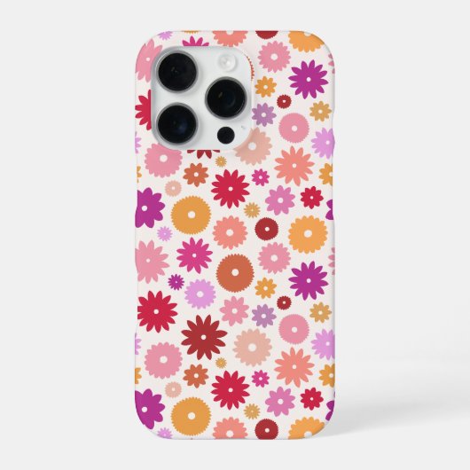 Coque iPhone 16 Pro Colorful Blooms Repeat Pattern (Verso)