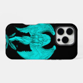 Coque iPhone 16 Pro Conception d'ange, de noir et de vert (Verso Horizontal)