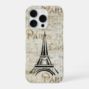 Coque iPhone 16 Pro Conception de carte postale ancienne de la Tour Ei