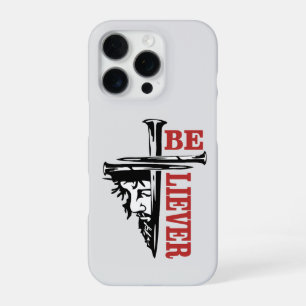 Coque iPhone 16 Pro Conception de clou de croix de Jésus – Puissant Ch