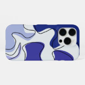 Coque iPhone 16 Pro Conception de lignes fluides bleues et blanches co (Verso Horizontal)