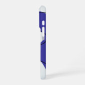 Coque iPhone 16 Pro Conception de lignes fluides bleues et blanches co (Côté gauche)