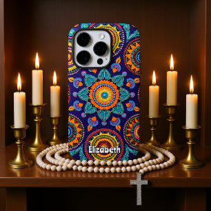 Coque iPhone 16 Pro Conception de motif abstrait floral coloré vibrant