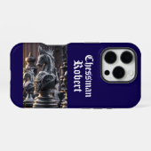 Coque iPhone 16 Pro Conception d'échecs Steampunk avec nom personnalis (Verso Horizontal)