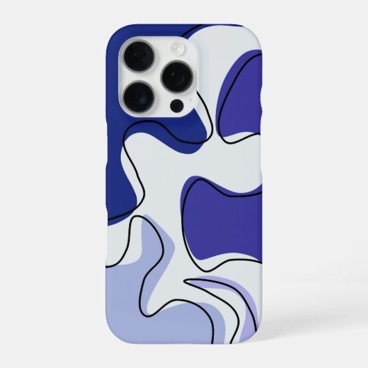 Coque iPhone 16 Pro Contemporary Blue and White Fluid Lines Design (Verso)