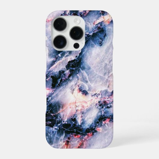 Coque iPhone 16 Pro Cool Marbre Texture bleu rose blanc (Verso)