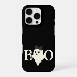 Coque iPhone 16 Pro Coquet Étui de Téléphone Halloween – Fantôme "Bouh