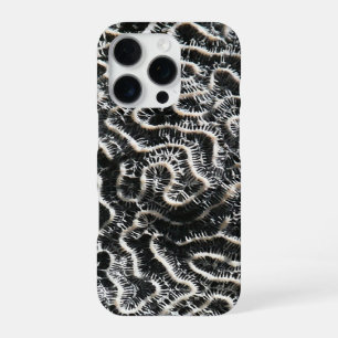 Coque iPhone 16 Pro Corail noir et blanc II Photo de nature abstraite