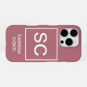 Coque iPhone 16 Pro Couleur or rose monogramme simple nom professionne (Verso Horizontal)