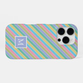 Coque iPhone 16 Pro Couleur stylée cool monogramme rayé diagonal (Verso Horizontal)