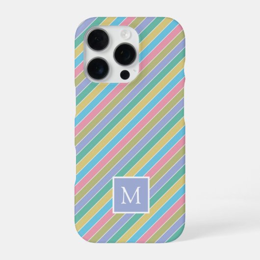 Coque iPhone 16 Pro Couleur stylée cool monogramme rayé diagonal (Verso)